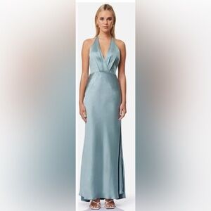 Elliatt Satin Maxi Dress in Arctic Blue Size Small